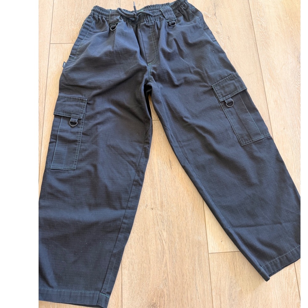 CCS Candler Cargo Pants Black Ripstop Green Stitching Mens Small Short Skate 213